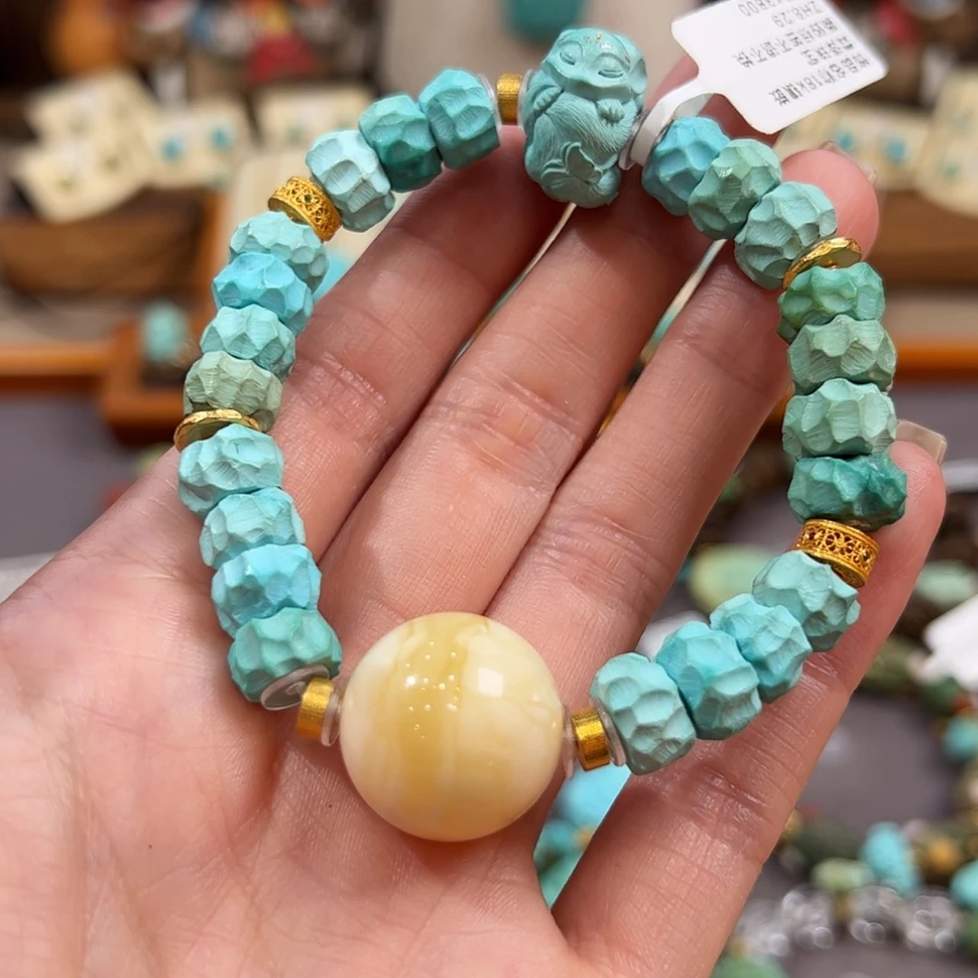 【闪购商品】18K金镶嵌绿松石手串