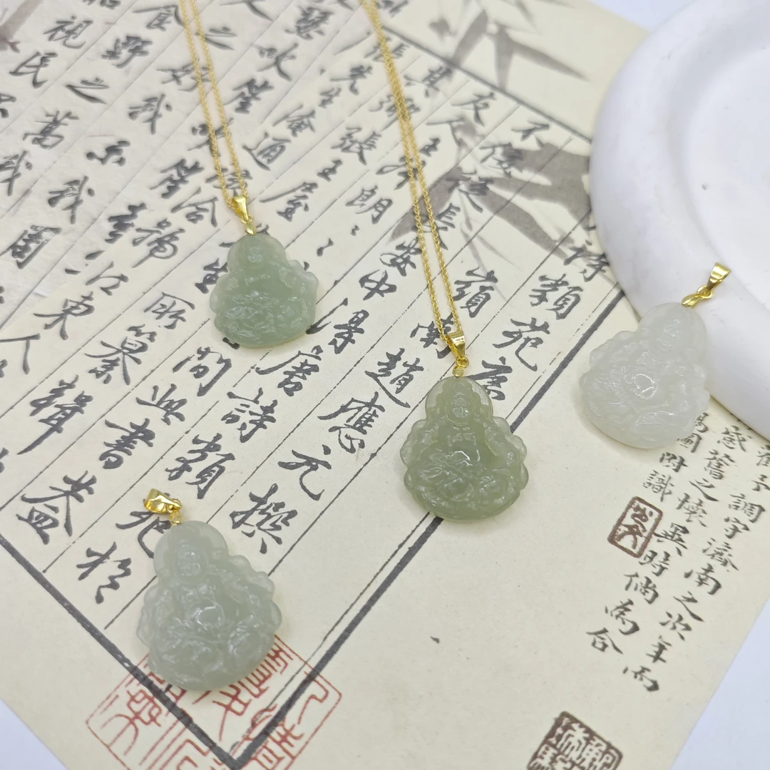 春日珠宝 天然和田玉国风精雕小财神吊坠多样性发货拍一发一 H389