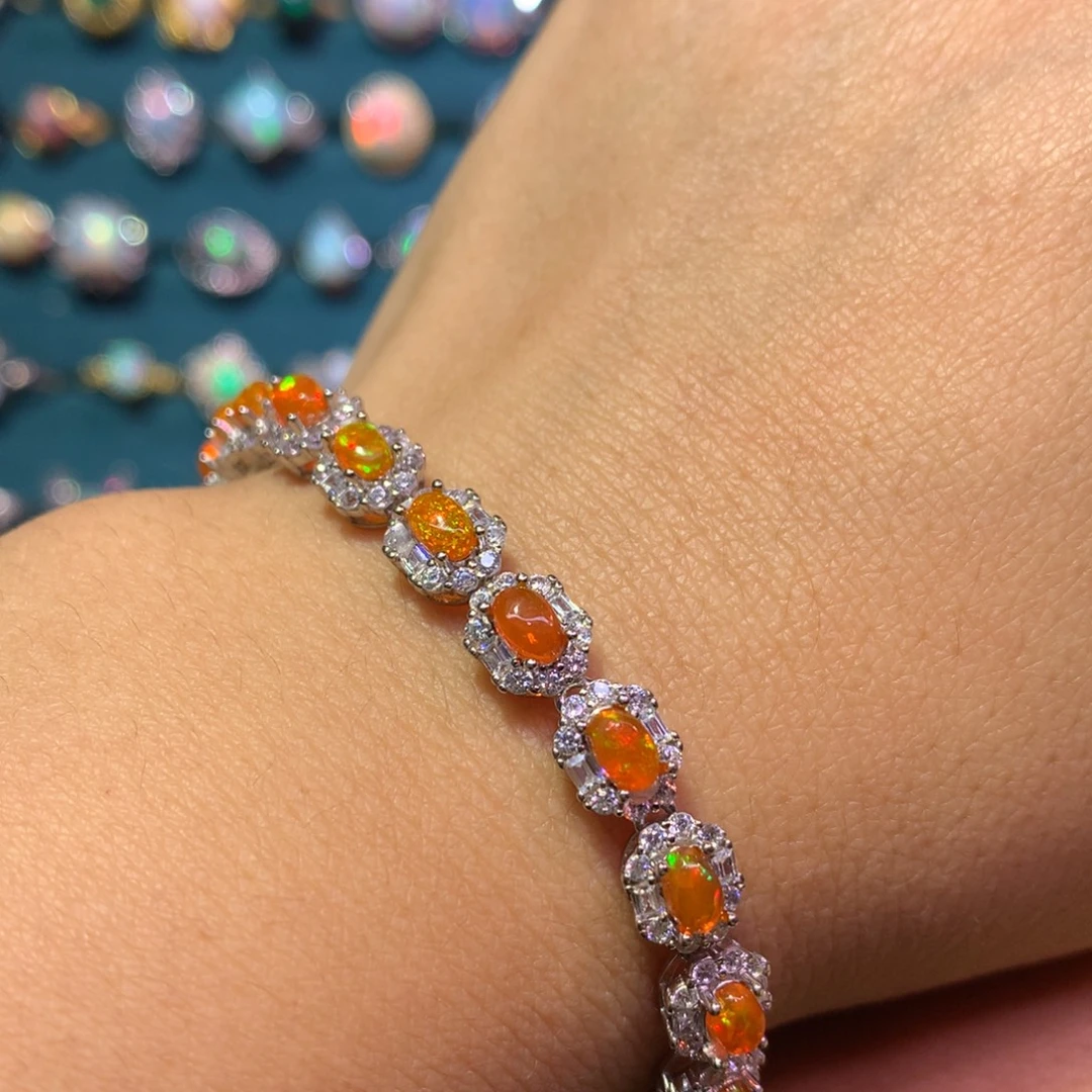 欧泊银S925镶嵌手链款