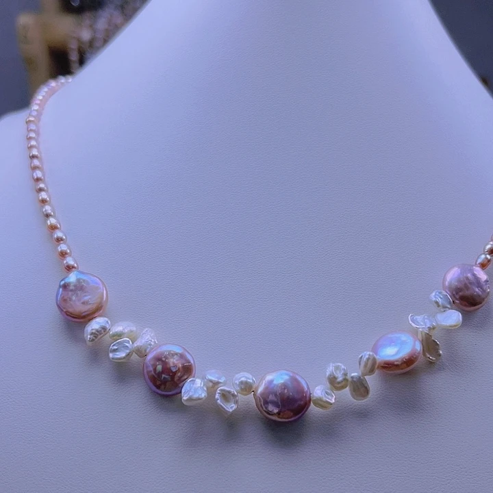 淡水珍珠颈饰合金紫**は