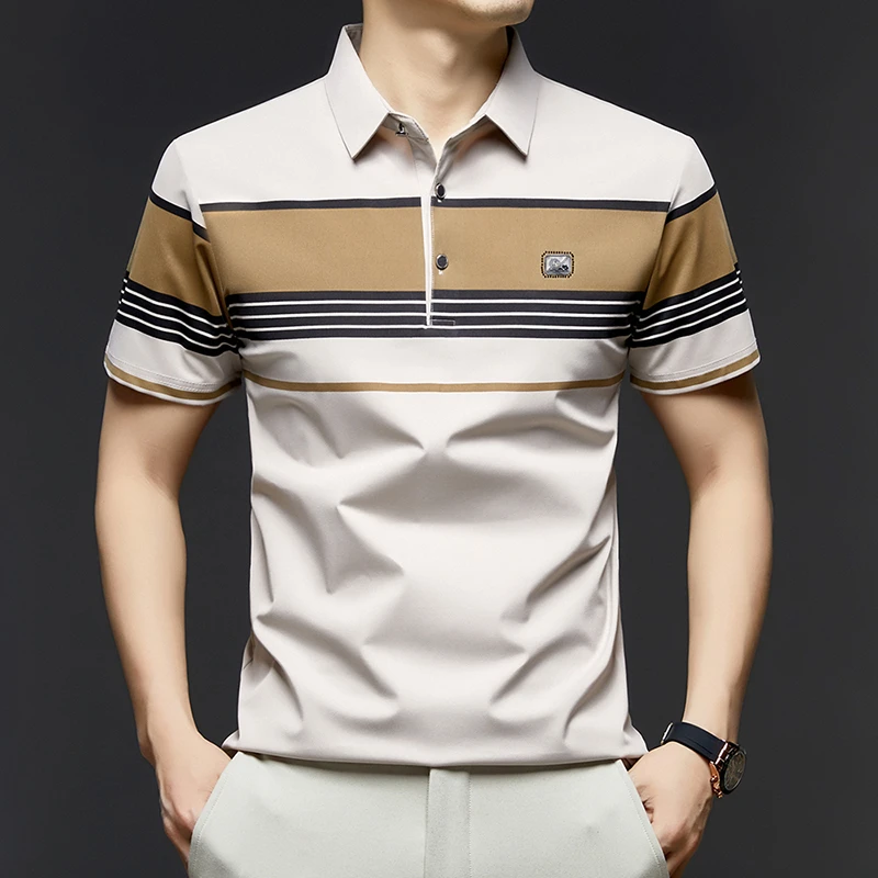 夏季新款男士polo衫商务休闲翻领短袖男时尚印花