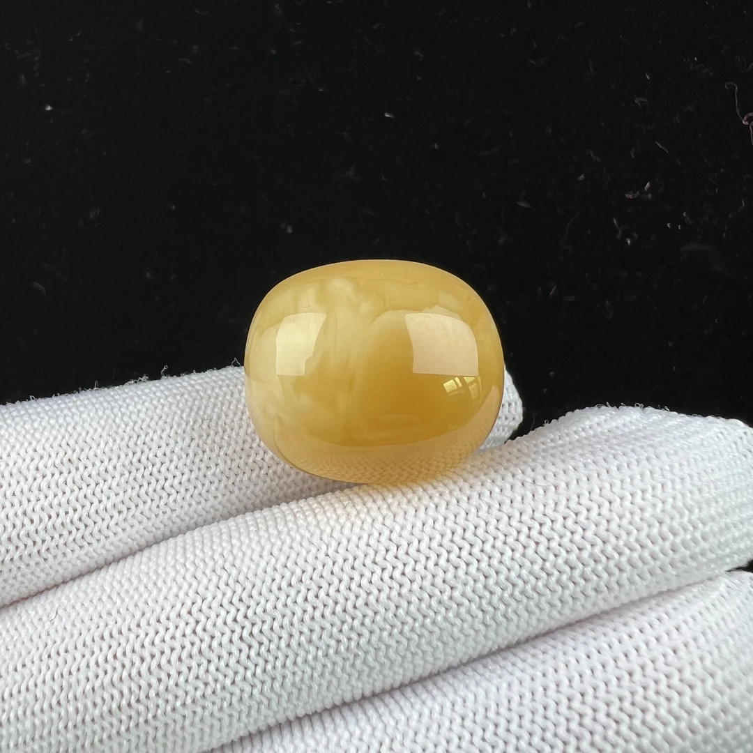 R3968天然原矿蜜蜡 鸡油黄妖花桶珠 20.6*24mm抖音基地质检发货