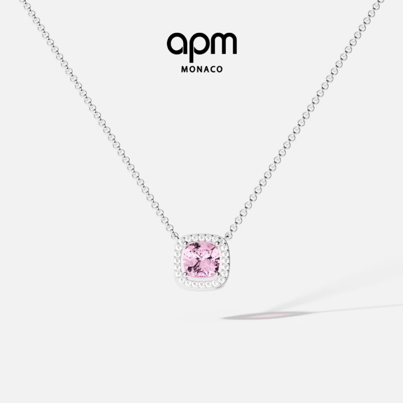 APM Monaco 玫瑰色密镶可调节项链轻奢时尚送女友明星同款饰品