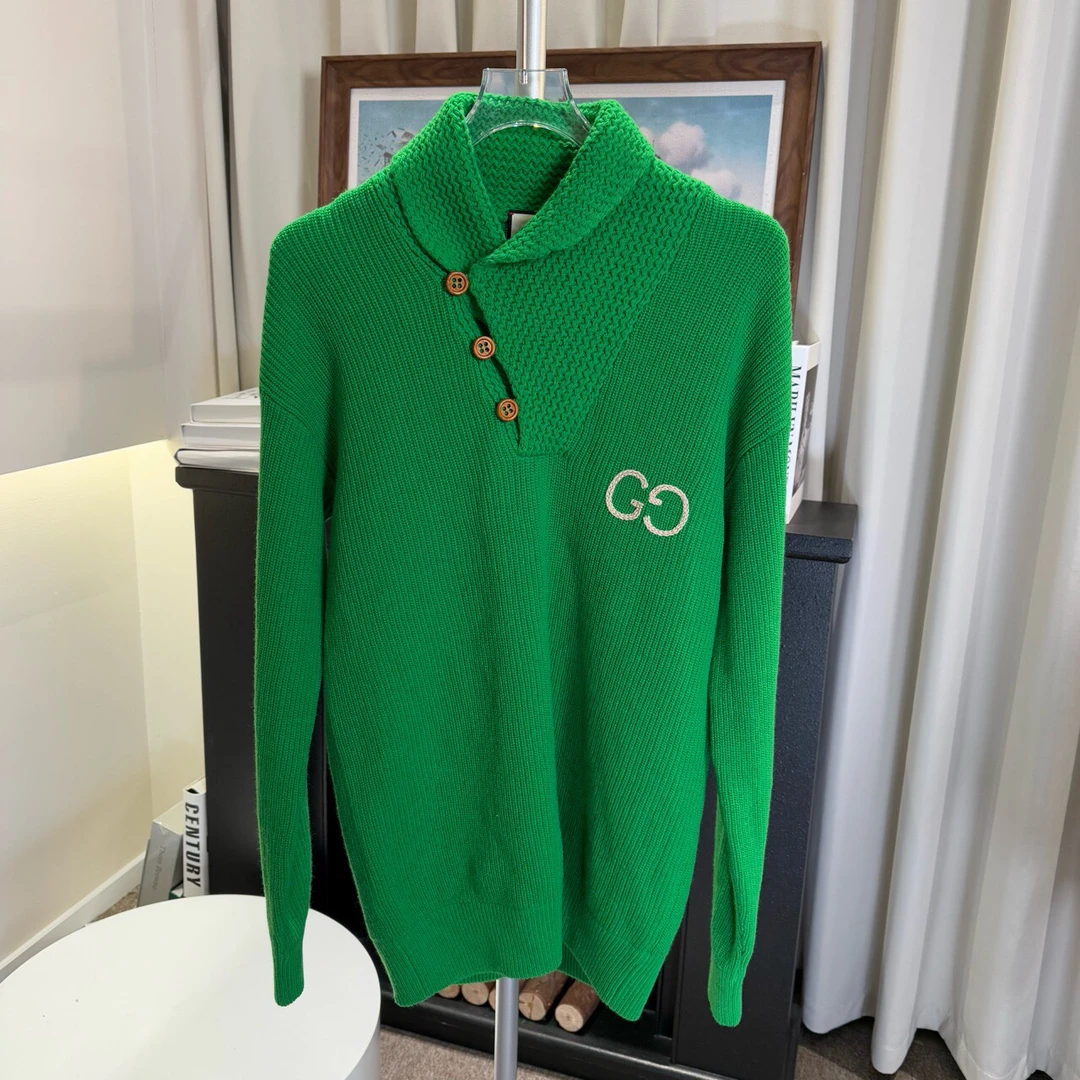 全新带吊牌 GU952 GUCCI古驰 纽扣翻领针织羊毛衫L码原价7500