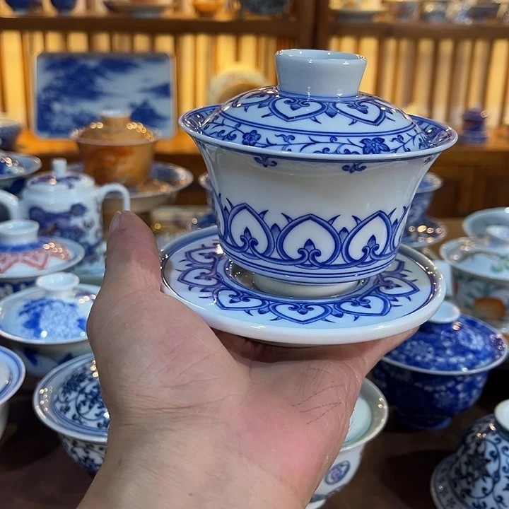 錡镇堂手工手绘盖碗