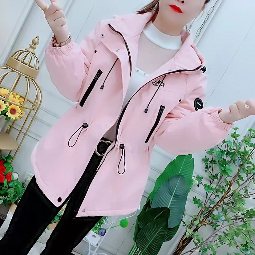 加绒加厚连帽收腰外套女2025秋冬新款休闲时尚显瘦百搭上衣冲锋衣