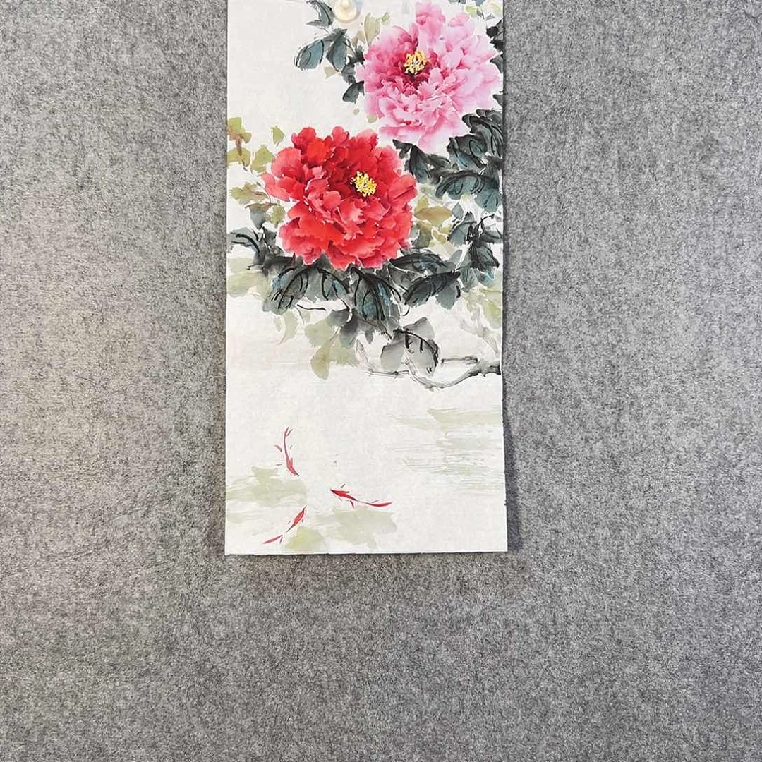 国画434 花鸟在树丛的顶端鸣叫叫声