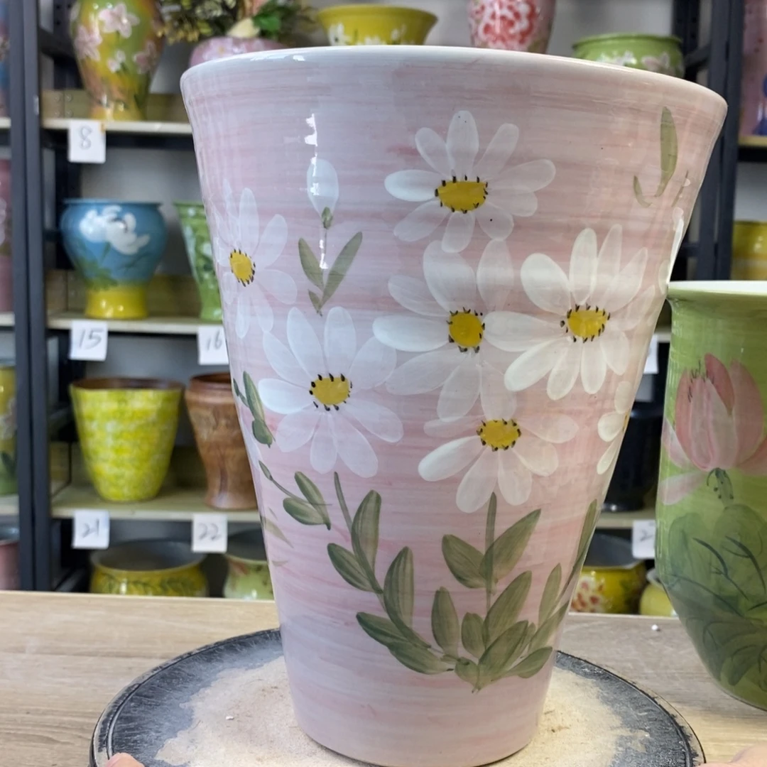 景德镇手工手绘陶瓷花盆