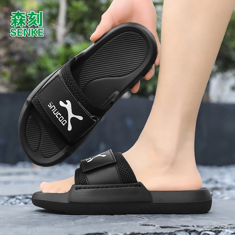 森刻拖鞋男夏季外穿防滑防臭青少年沙滩运动休闲厚底一字拖2025