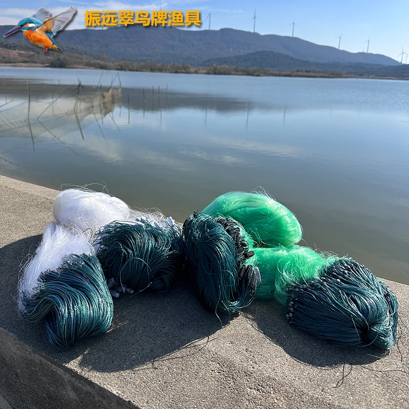 全绿丝白色三层渔网粘网丝网沉网浮网挂网捕鱼网鲫鱼鲢鱼网丝网