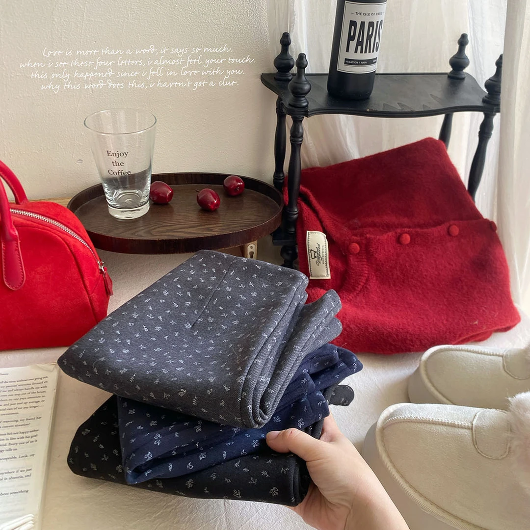 韩系森系甜美碎花毛呢半身裙女秋复古小个子磨毛高腰显瘦A字短裙