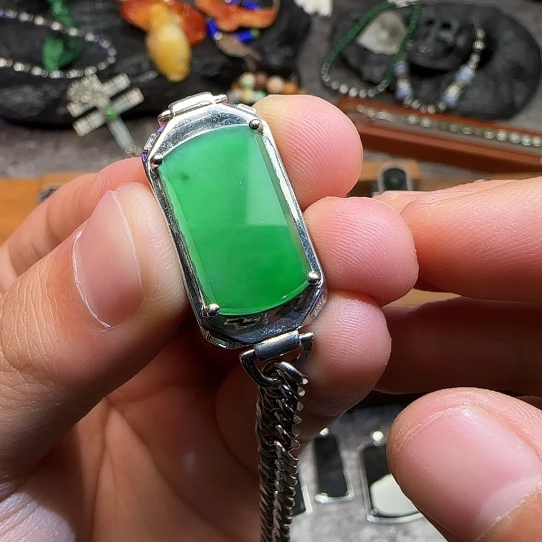 W***.翡翠银S925镶嵌手链klll