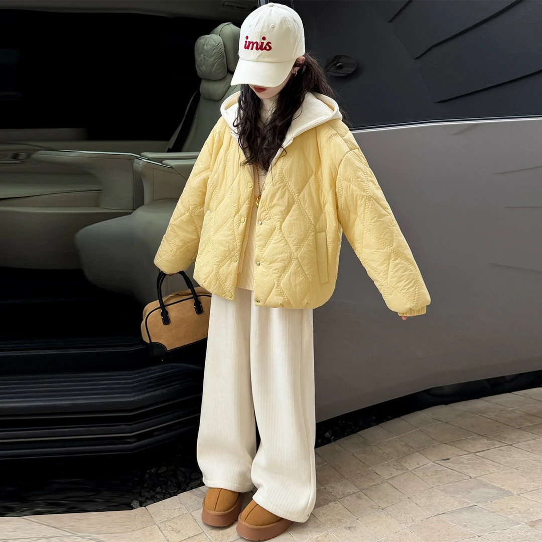 女童棉衣冬装2025新款加绒加厚棉袄外套大童女孩今年流行爆款棉服