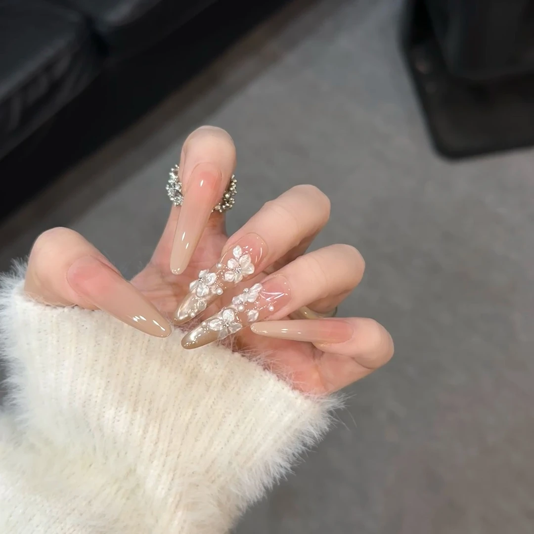 【繁花】-原创特调裸色纯手工雕花艺术气息纯手工穿戴甲