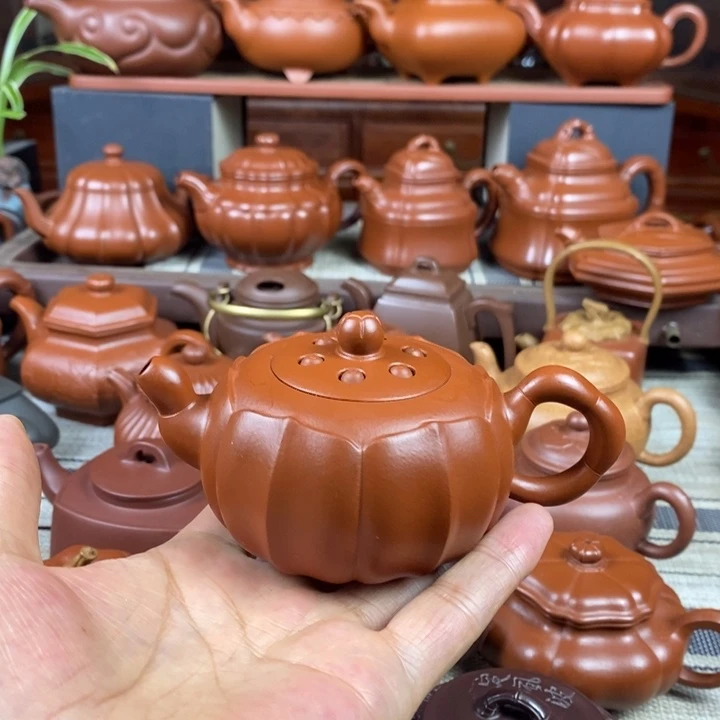 紫砂茶壶筋纹莲子150cc原矿赵庄朱泥特价