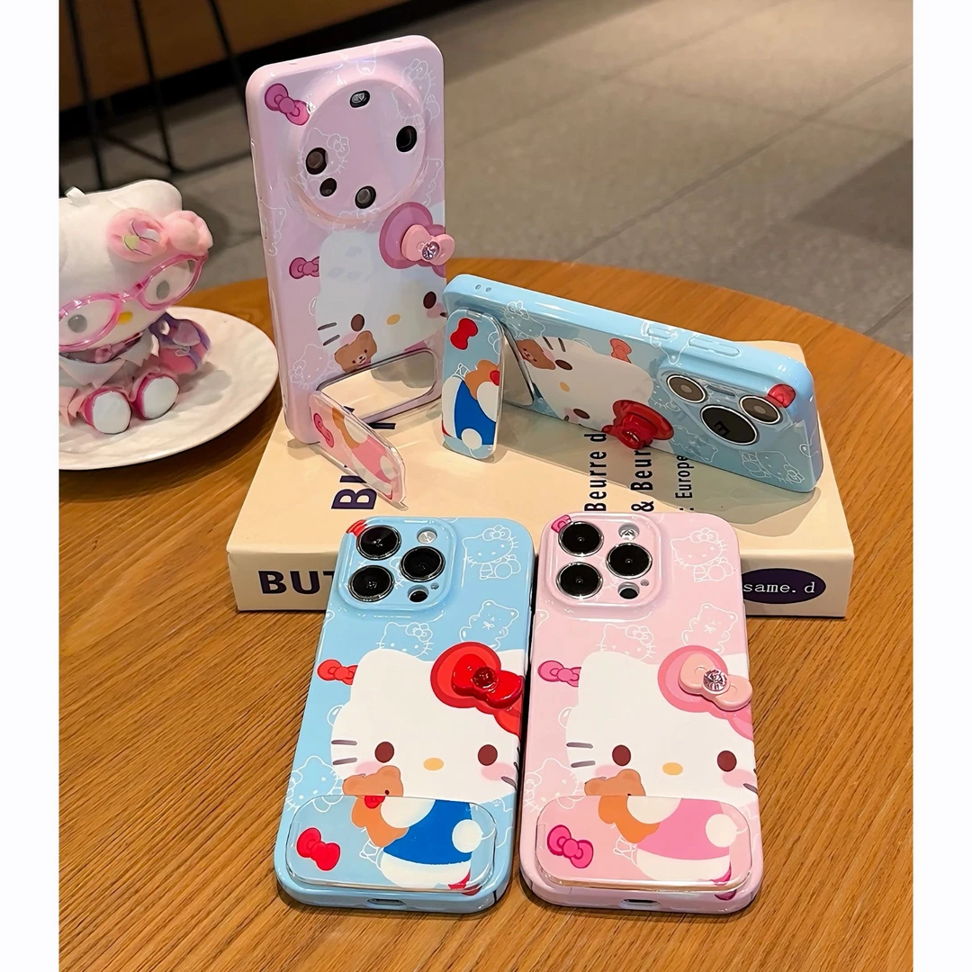 雅天立可爱KT猫咪蝴蝶结适用苹果16手机壳13华为P70vivoppo小米15