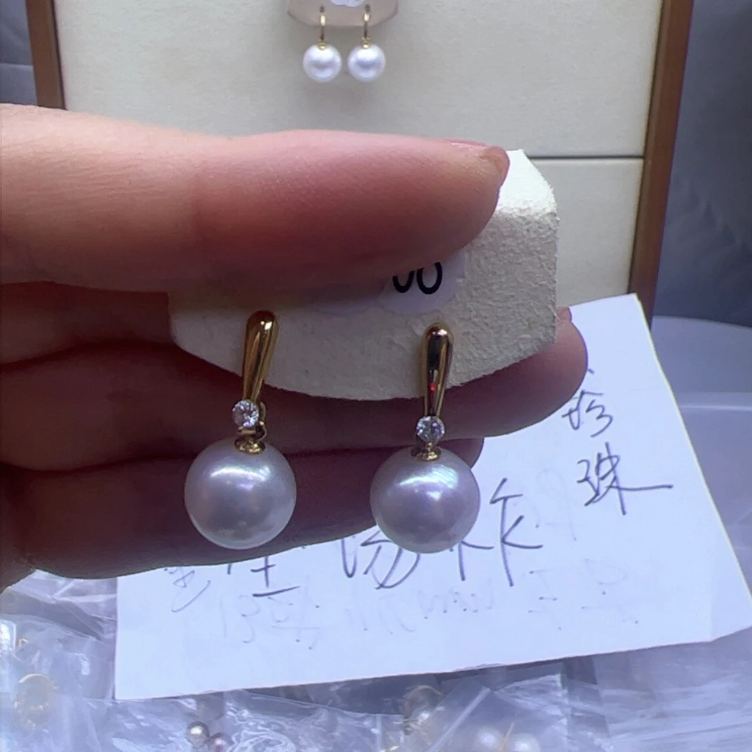 淡水珍珠耳饰银S925镶嵌