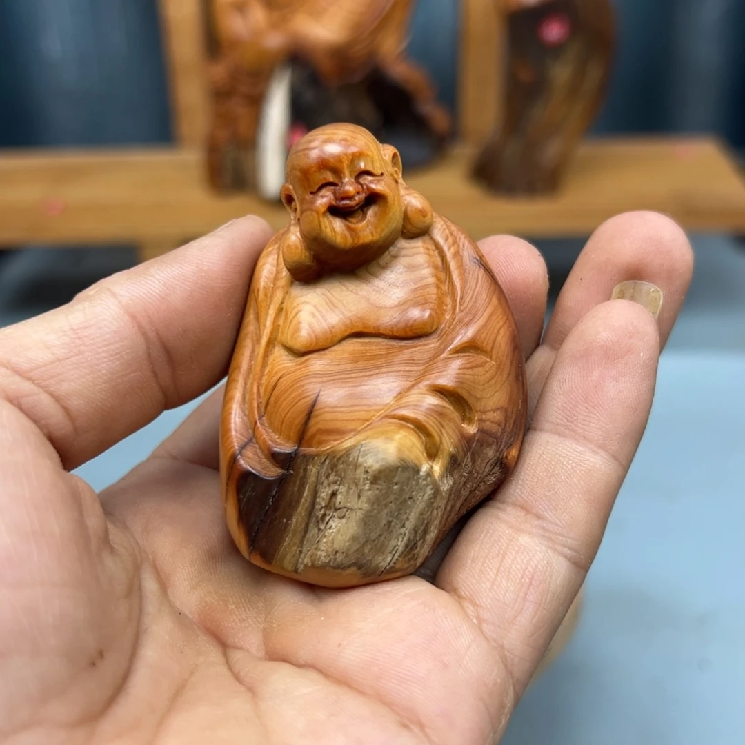 追***古木崖柏木摆件手把件