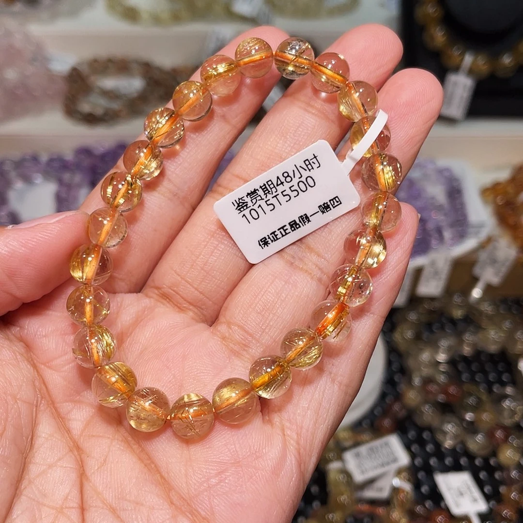 九***万水晶未镶嵌手串钛晶7.8m