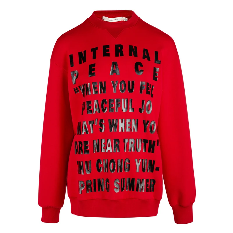 【达人专享】ZHUCHONGYUN圆领针织套头拼接休闲上衣卫衣