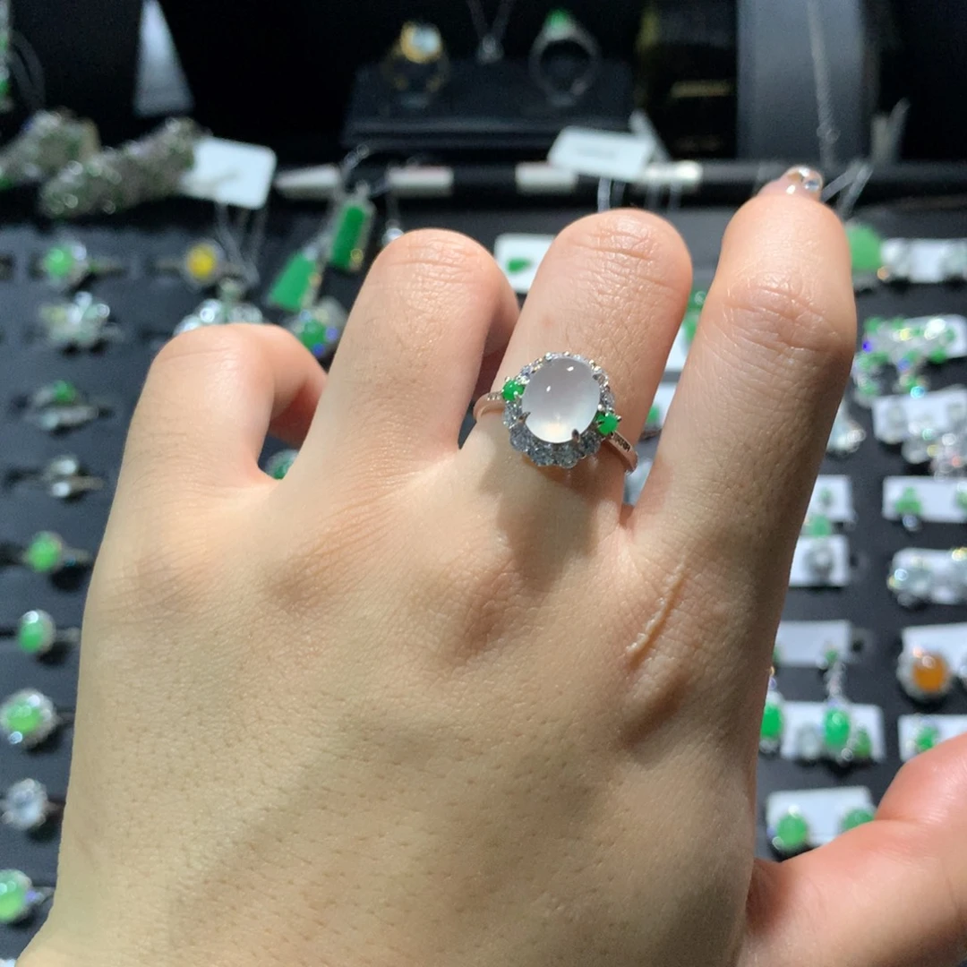 翡翠银S925镶嵌耳饰