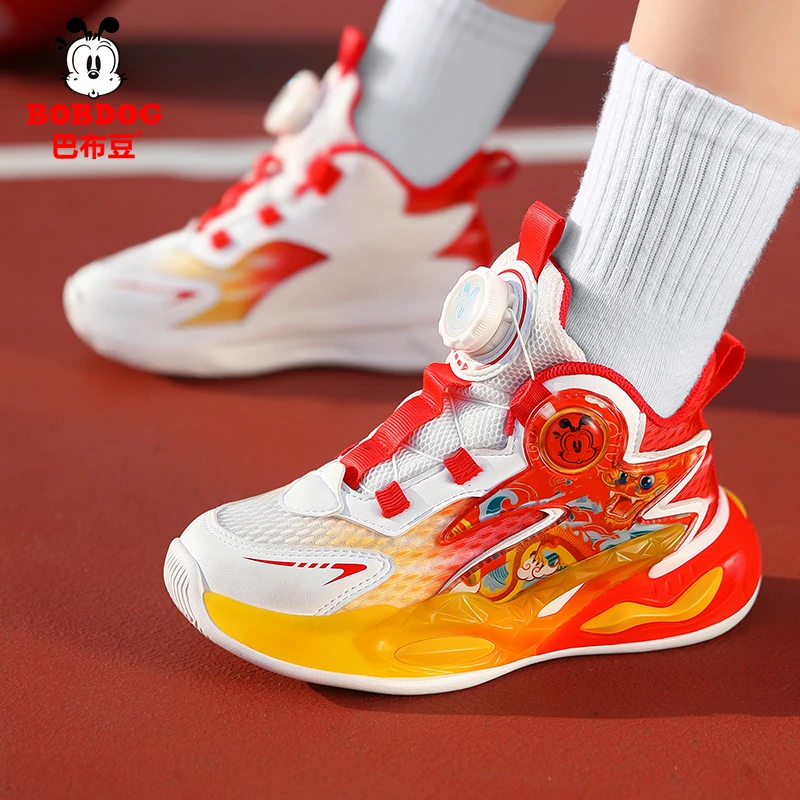 巴布豆男童篮球鞋2025春秋季新款儿童运动鞋透气网布小学生跑步鞋