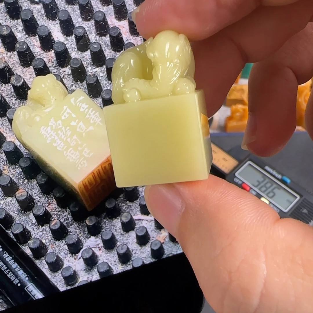 省***灯青田石印石包定制 张庆收 同款6582