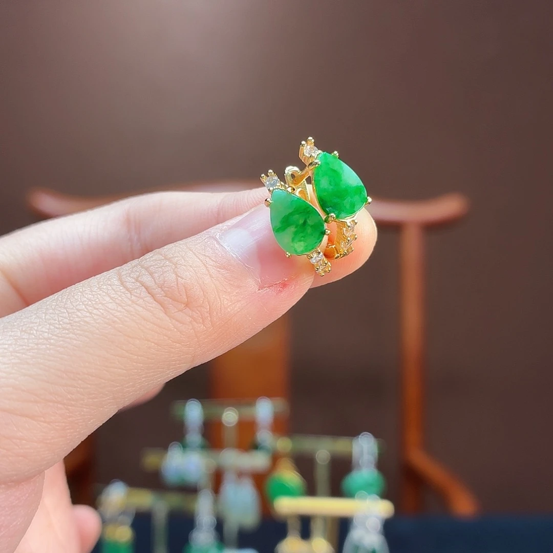 翡翠银S925镶嵌耳饰耳饰