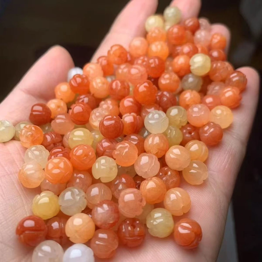 天然莲花珠子8mm糖果色雕刻圆珠diy编织手串项链配珠配饰