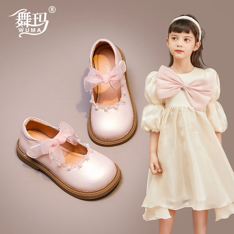 欧若风儿童小皮鞋2025新款春秋款宝宝英伦真皮单鞋软底女童433466