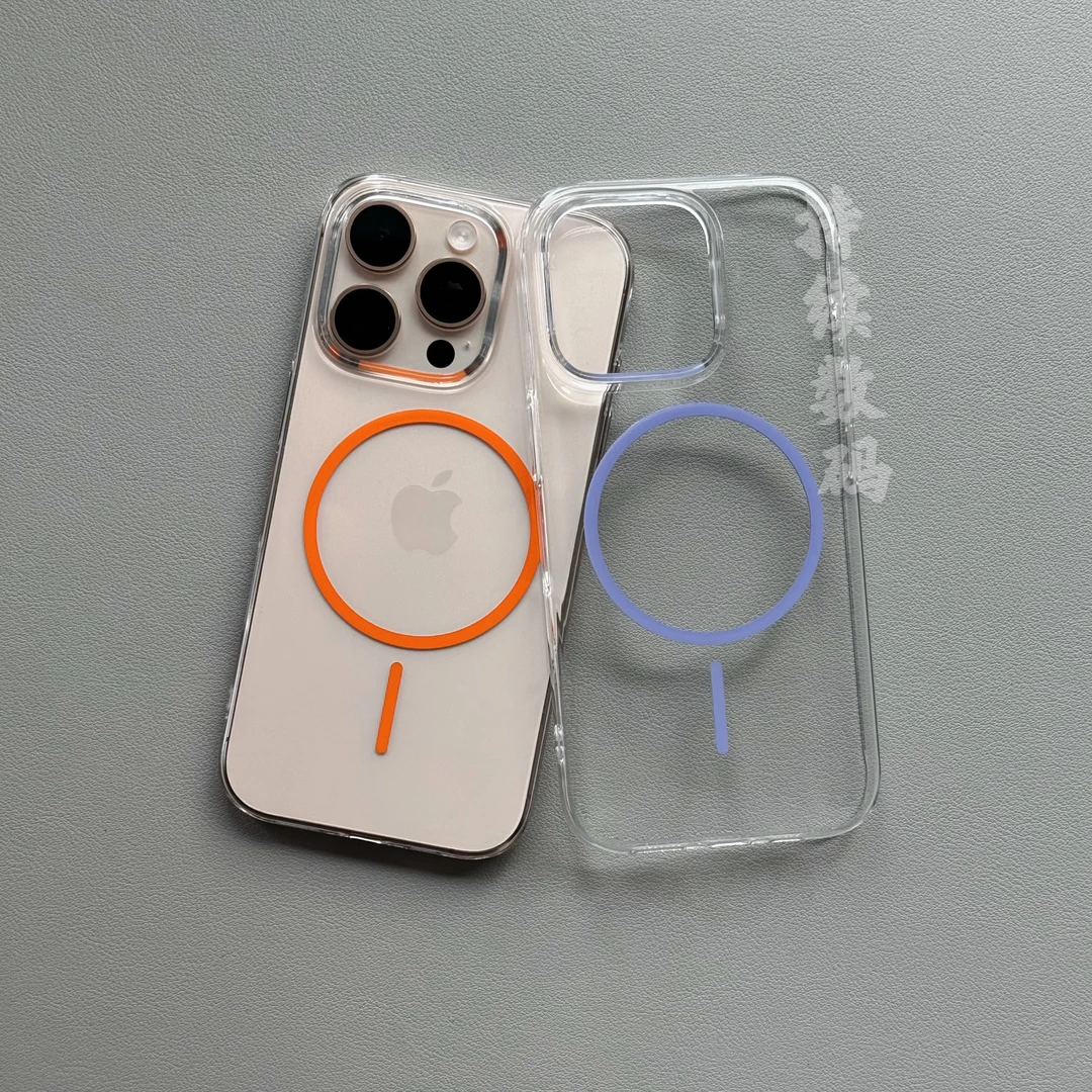 不发黄透明硬壳适用苹果16ProMax磁吸手机壳iPhone15防摔14/13/12
