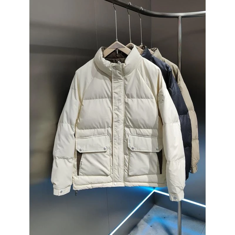 冬季新款简约休闲纯色百搭立领加厚防风防寒保暖外套#58853