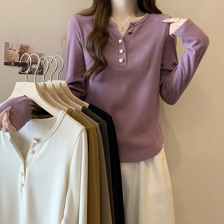 2024秋装新款胖mm百搭半开领小心机加厚保暖正肩打底衫T恤