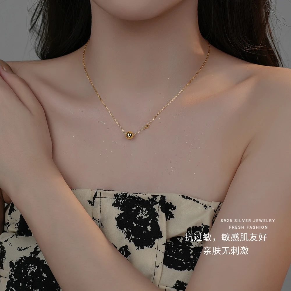 坠链均925银 项链吊坠女小豆豆百搭气质高级感简约轻奢项链女款