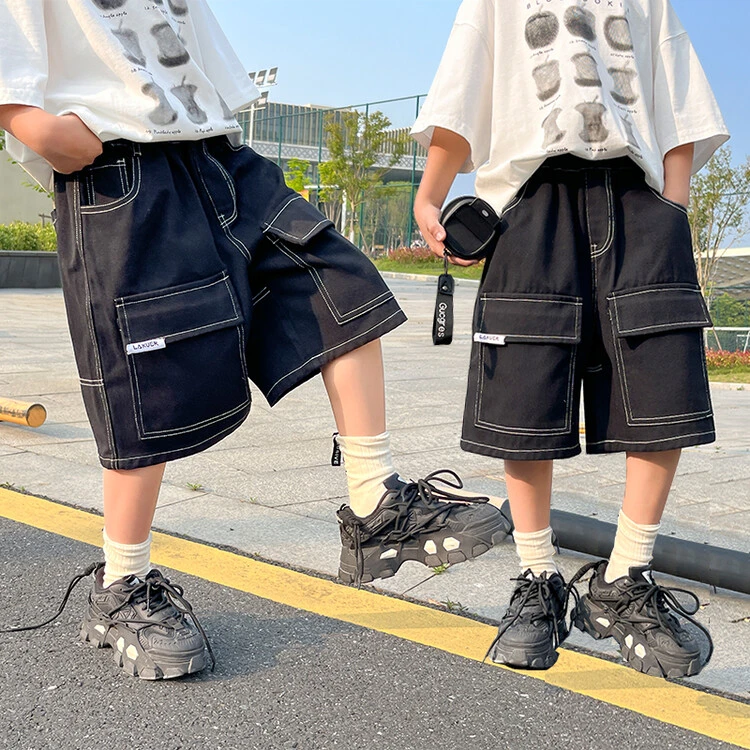 【童牛仔短裤】夏季新款中裤五分裤中大童洋气休闲工装裤宽松薄款