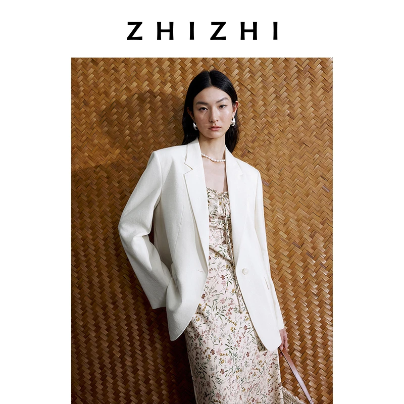 致知 舜韶新 三醋酸西装外套女25夏新款通勤百搭薄款ZZ2EMWX3051