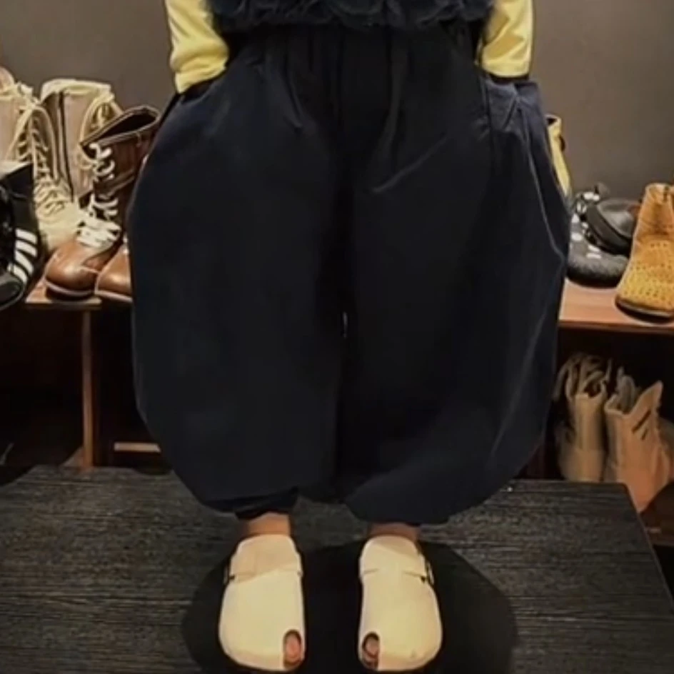 DD～男女儿童秋款洋气休闲弯刀阔腿裤宽松百搭