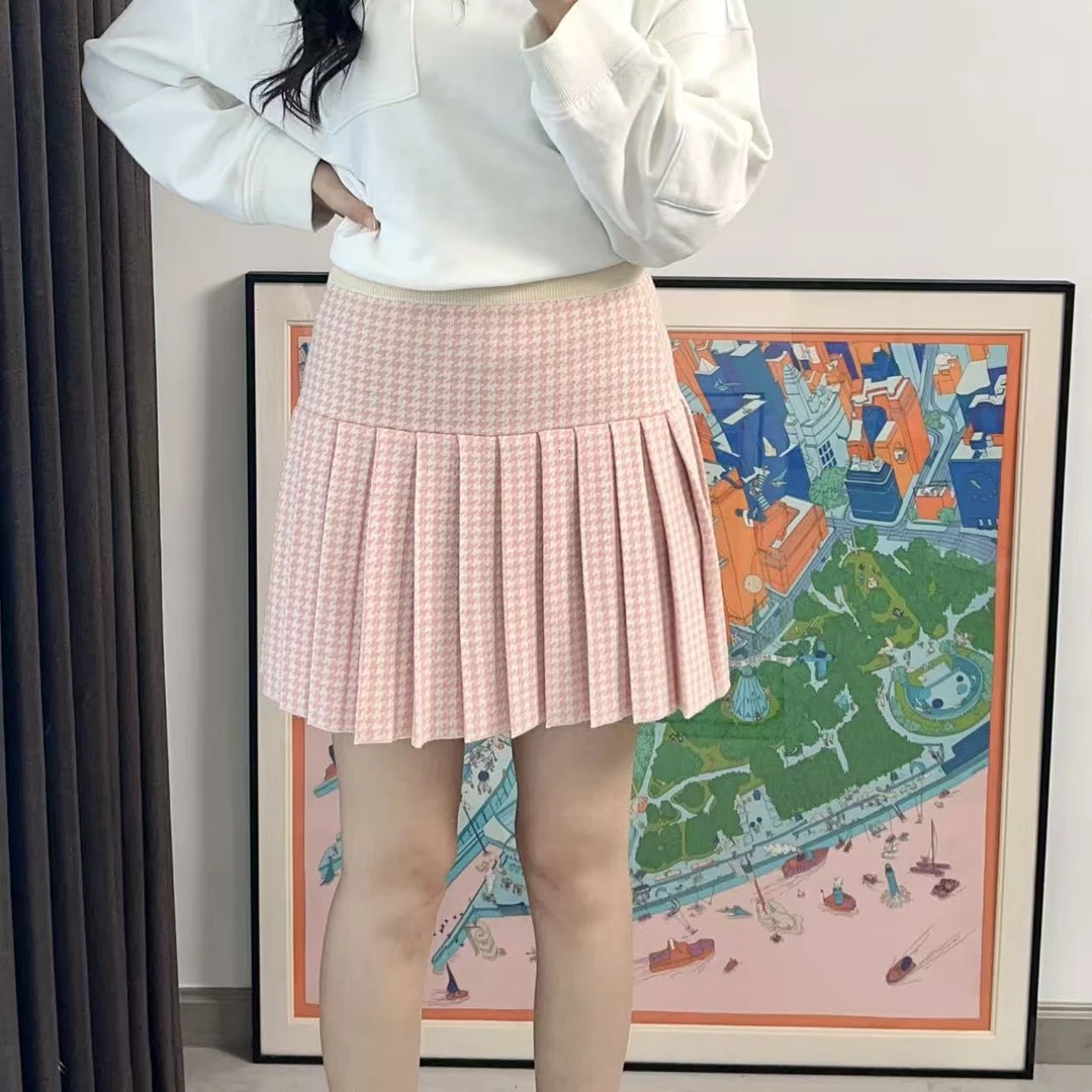 95新 MIU MIU/缪缪 针织千鸟格短裙40码/251114JCL8X16