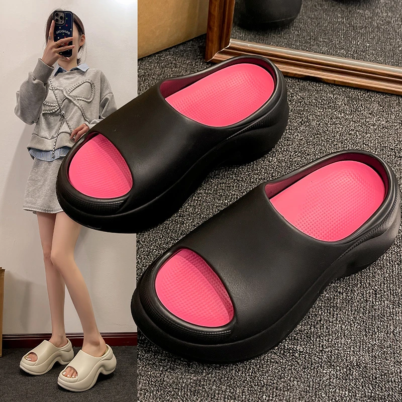 时尚厚底拖鞋女夏季防滑外穿女室内家居家软底浴室沙滩凉拖鞋情侣