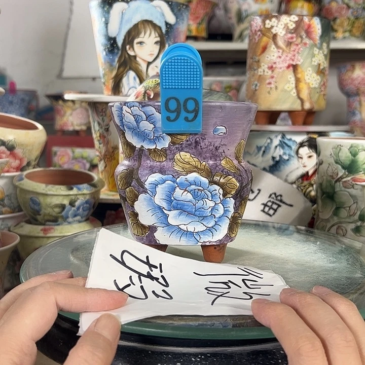 满38包邮 景德镇幸运花盆