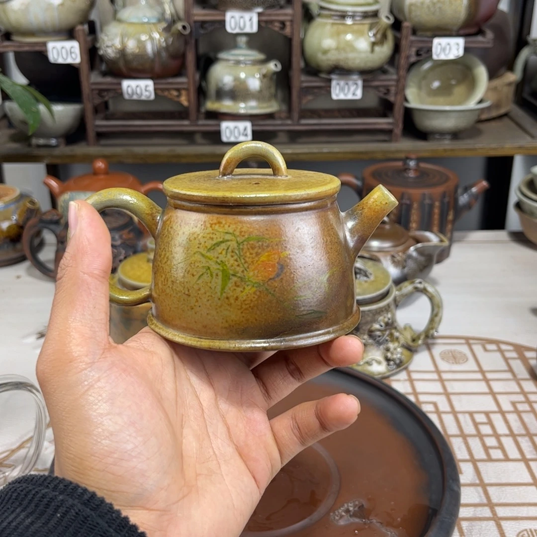 160cc白泥彩填柴烧汉瓦，古法传承裸坯柴烧