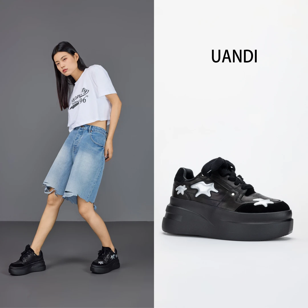 UANDI原创25年早春新款休闲时尚设计师款百搭厚底低帮板鞋小白鞋