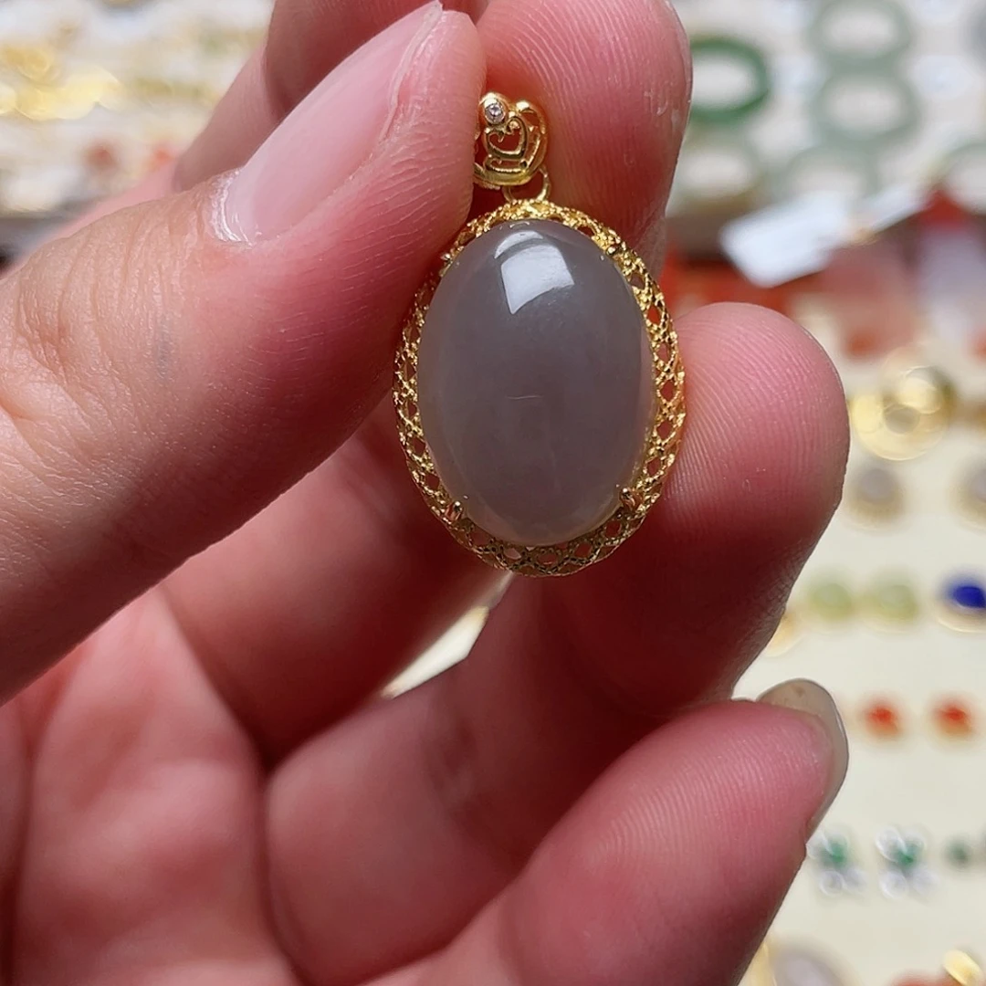 和田玉吊坠银S925镶嵌