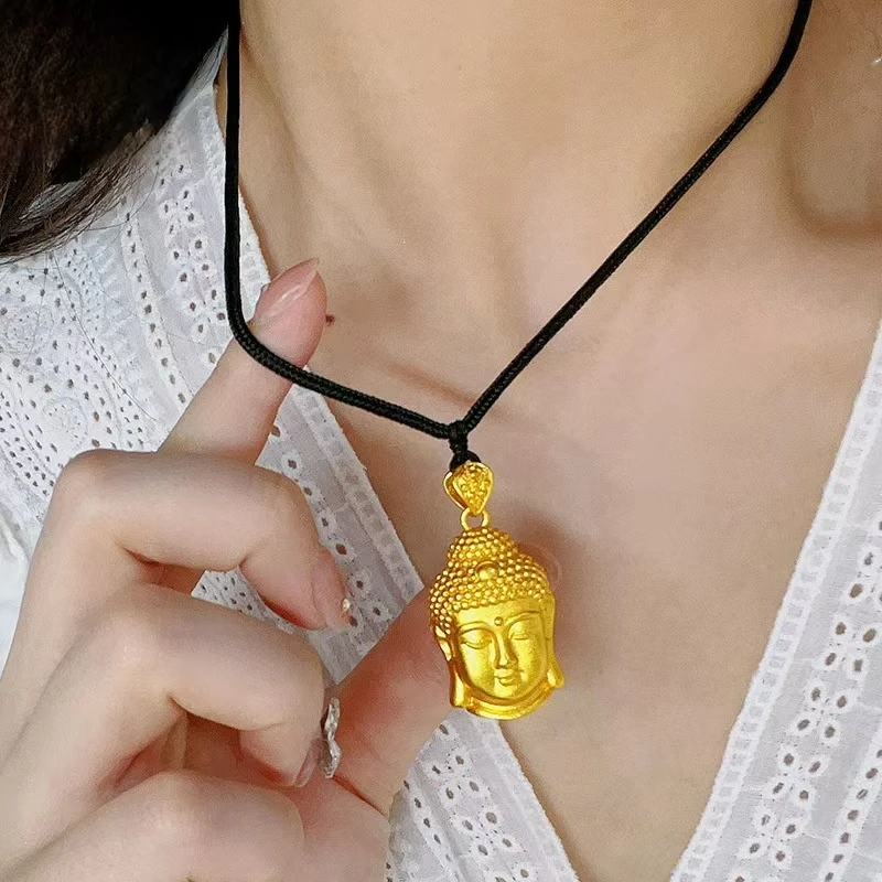 黄铜吊坠 亮哥推荐 铜镀24k平安佛头吊坠项链古法工艺男女款挂坠