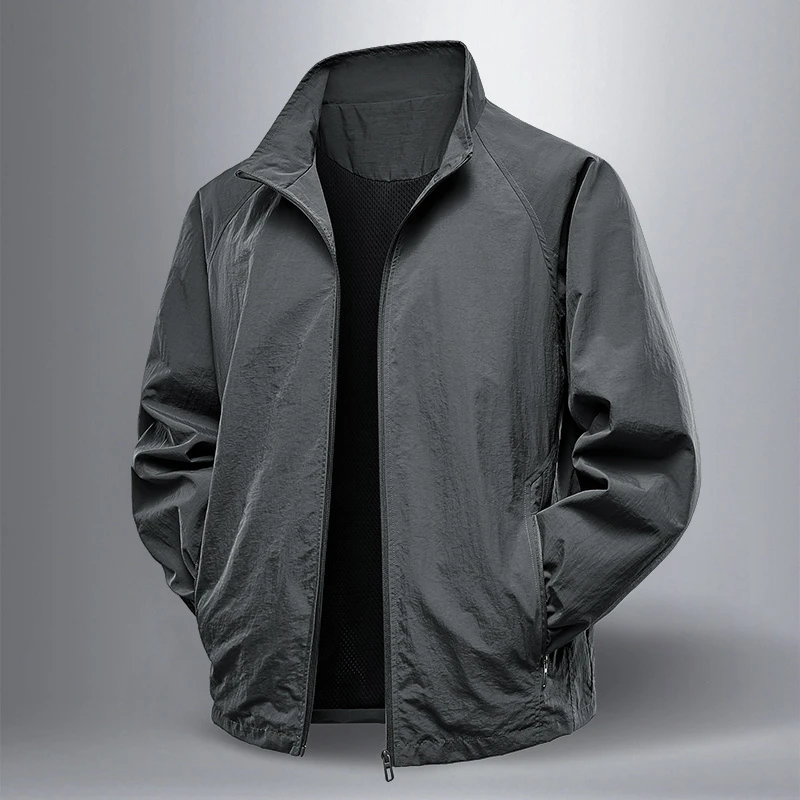 2025新款夹克男立领夹克时尚拉链口袋外套潮流立体春季锦纶面料