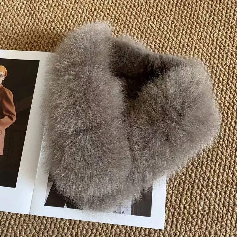 新款气质狐狸毛皮草双面围巾内里冬季保暖定染围脖毛领女