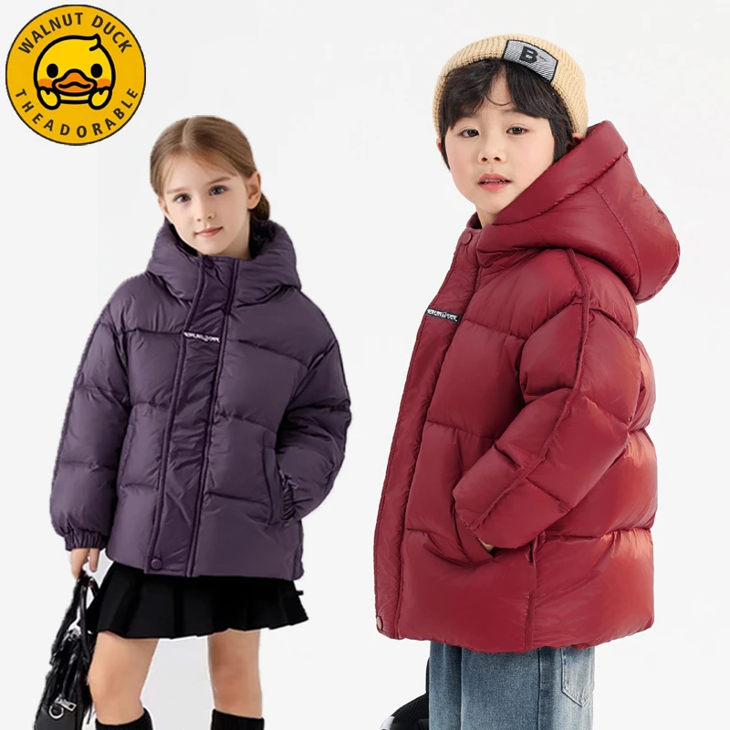 小黄鸭新款加厚黑金羽绒服冬季亲子款加厚连帽外套XT181-AM3