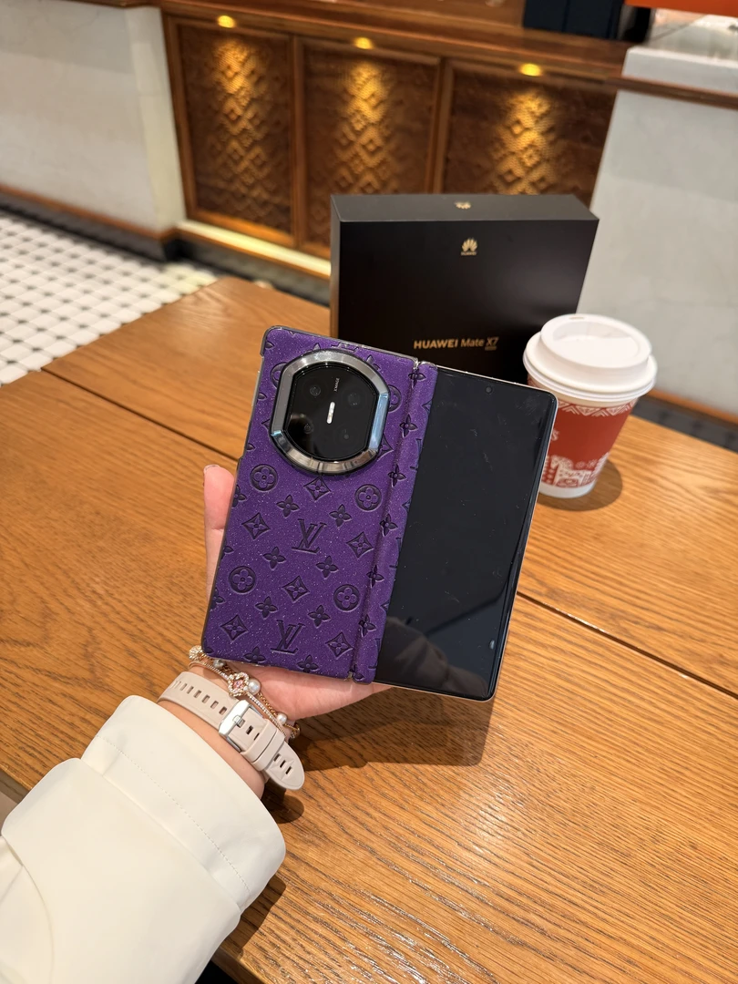 适用于华为MateX7/X6 闪星星印花磁吸中轴折叠手机壳 全包手机壳