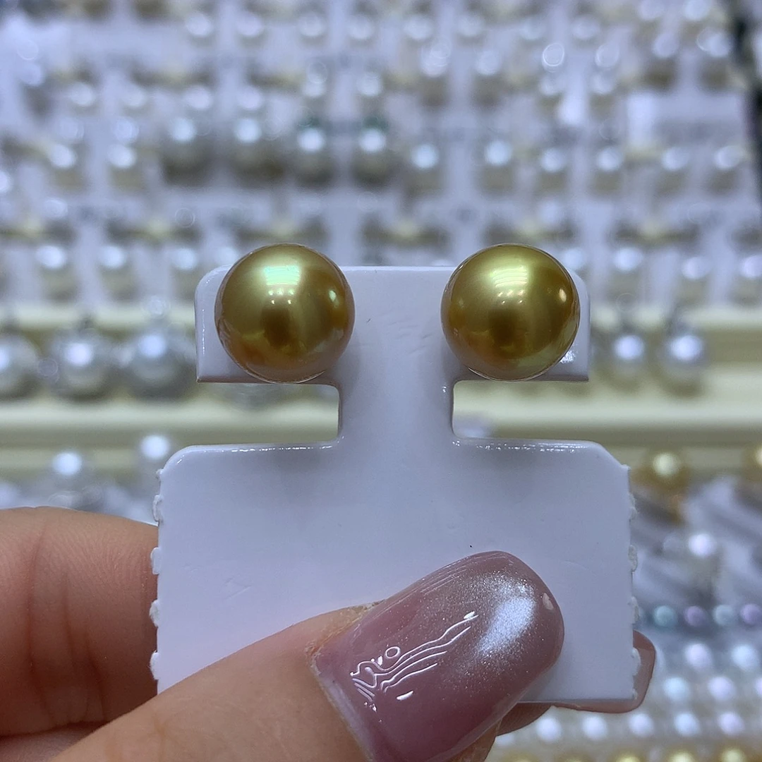 耳饰18K金镶嵌海水珍珠11-12mm