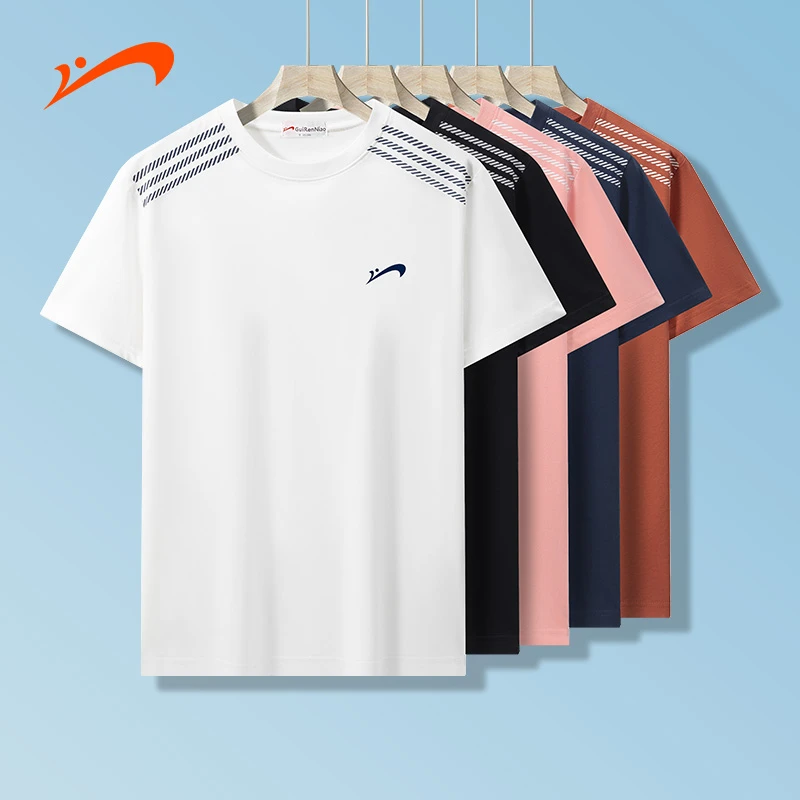 贵人鸟2025年夏季重磅棉百搭情侣T恤透气圆领休闲运动短袖8215